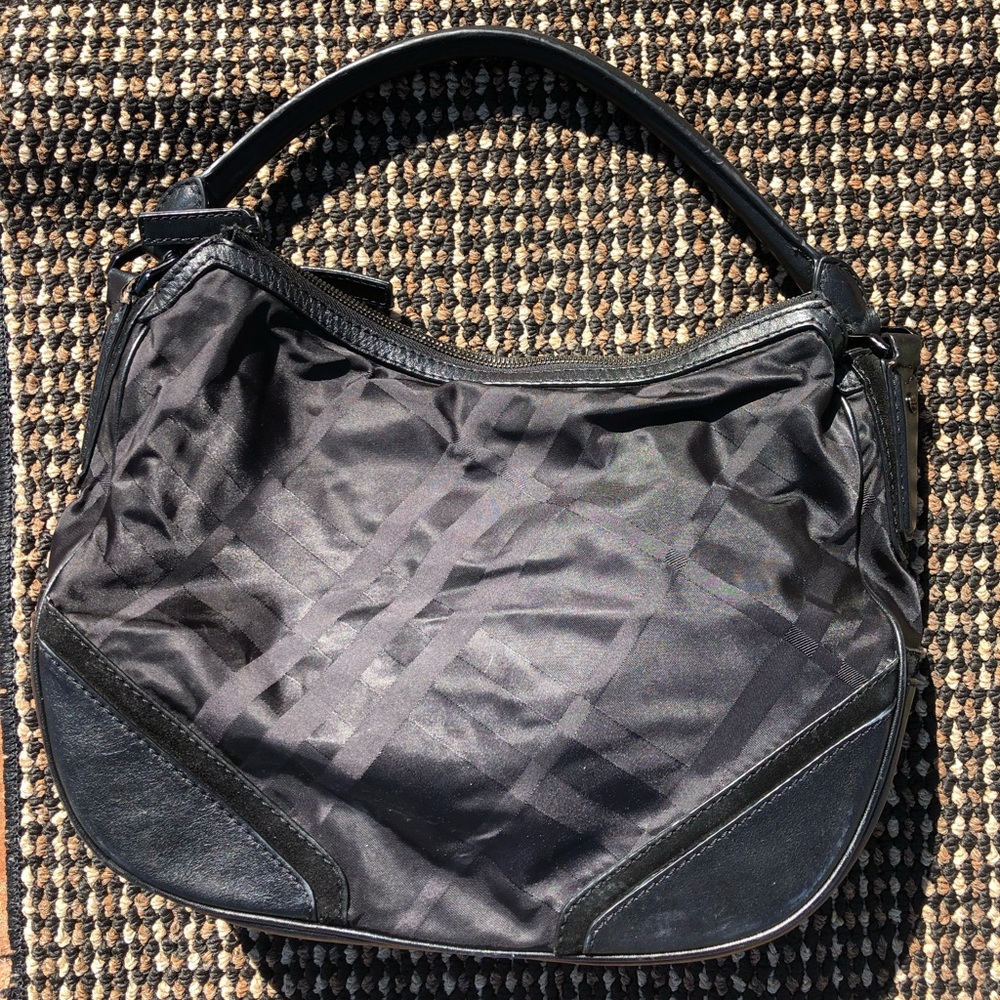 Burberry Black Tonal Check Nylon Maskell Hobo